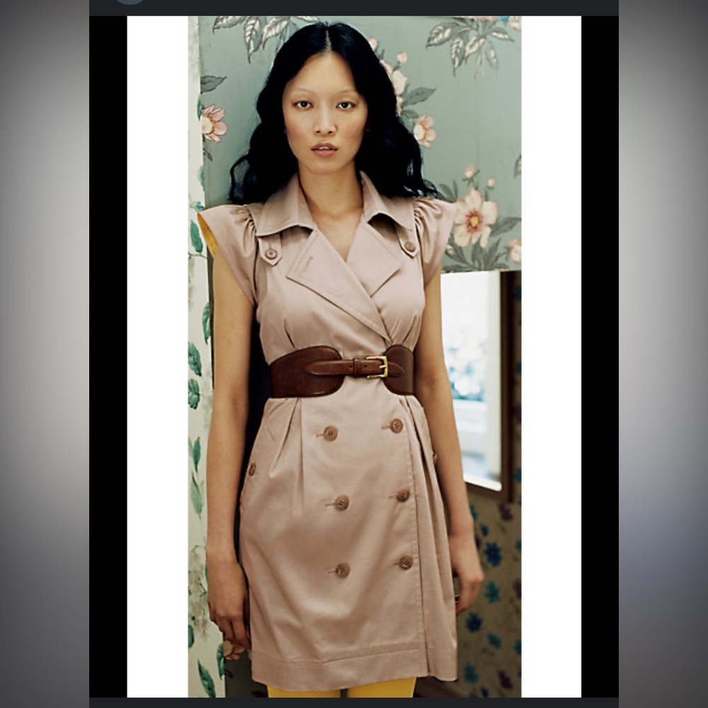 Anthropologie I-Spy trench dress with yellow accents.